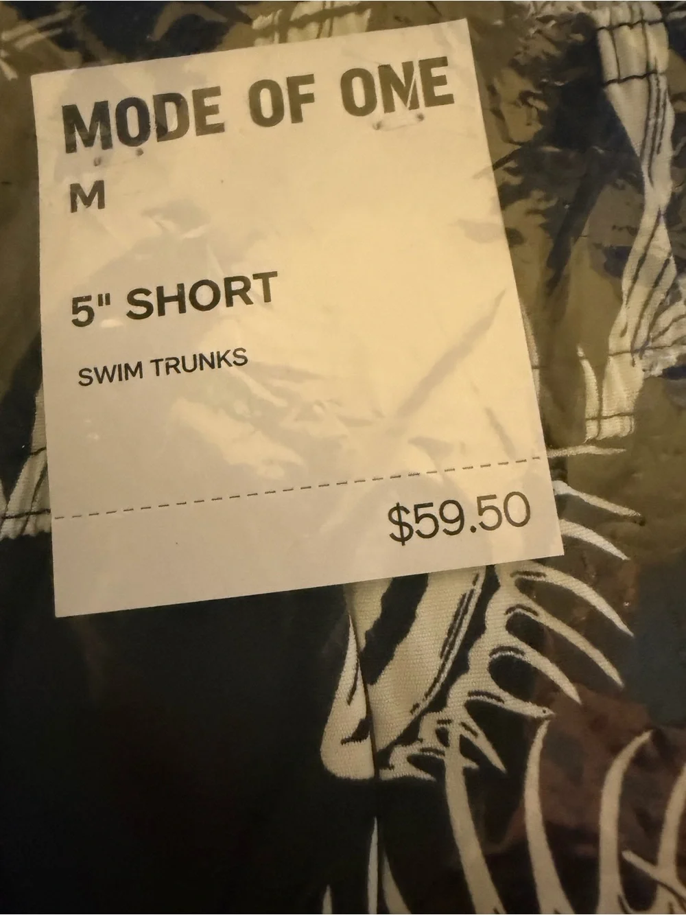 Mode of One Men's Black and White Flytrap Swim Trunks - Classic Drawstring